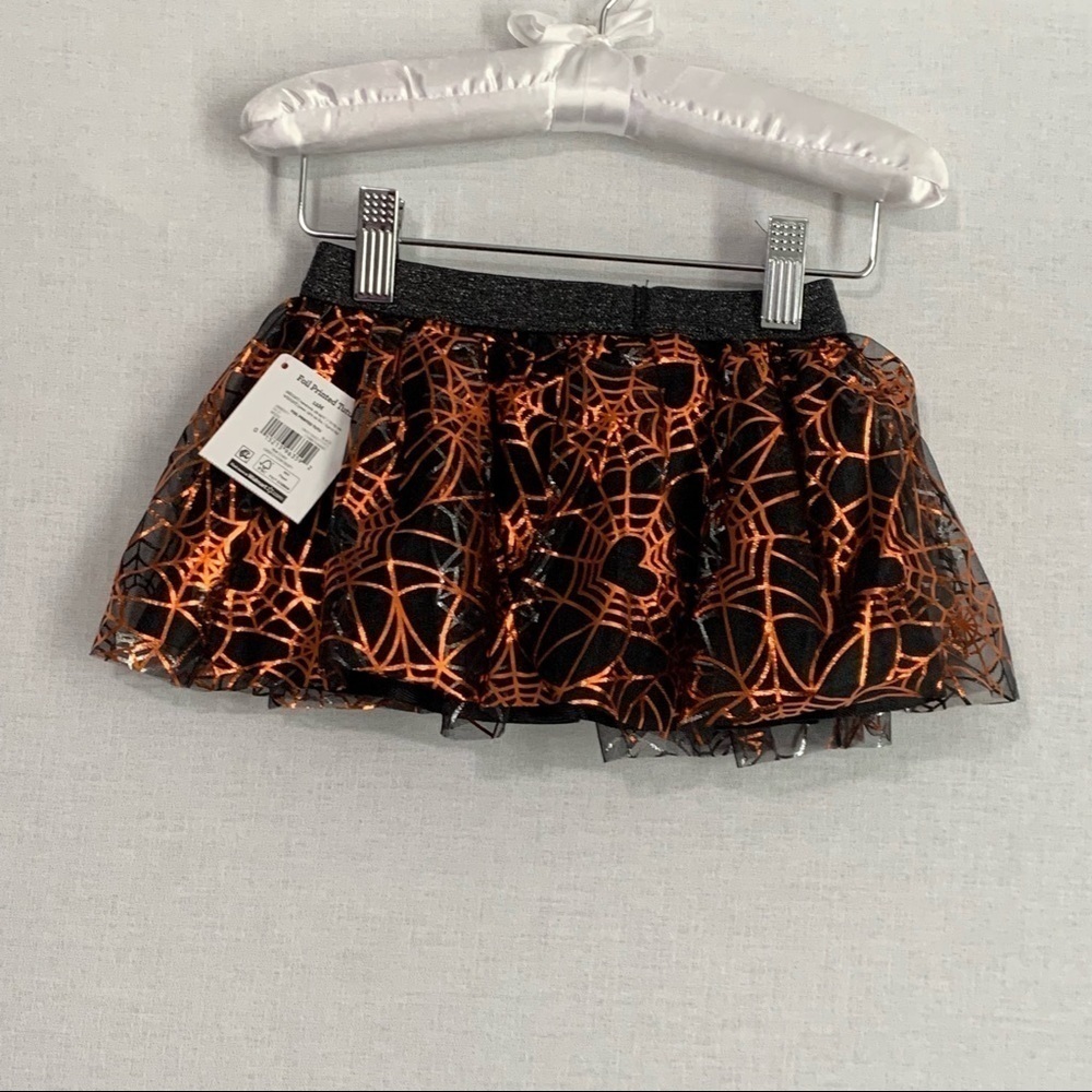 Halloween Tutu Skirt Costume Dance 12 Months Black Orange Spider Web NEW